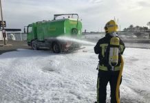 Simulacro de incendio en el puerto de la Savina