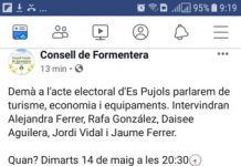 Sa Unió de Formentera denuncia el uso “descaradamente partidista” que GxF hace de las redes institucionales del Consell