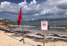 Prohibición de baño en la playa de es Pujols Playa es Pujols cerrada al público