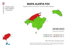 Medio Ambiente adapta las alertas por riesgo de incendio forestal a la normativa estatal Mapa alerta de fuego en Baleares