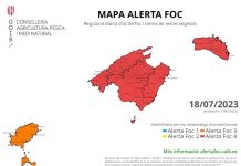 El Govern recuerda que durante los próximos días se alcanzarán condiciones meteorológicas muy complicadas que elevan a extremo el riesgo de incendio forestal en Baleares Mapa alerta riesgo de incendios forestales