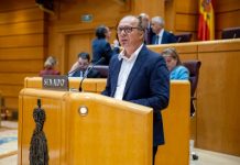 Juanjo Ferrer denuncia davant del Ple del Senat el “retrocés” del català a les illes Senador Juanjo Ferrer en un pleno de la Cámara alta