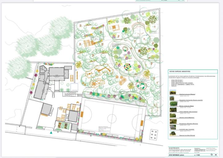 Plano del proyecto refugio climático en el patio del CEIP el Pilar