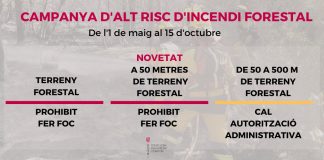 El Consell recuerda la prohibición de hacer fuego desde el pasado 1 de mayo hasta el 15 de octubre