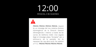 Empiezan las pruebas del nuevo sistema de alertas a la población en caso de emergencia extraordinaria o catástrofe Prueba del nuevo sistema de avisos de emergencia