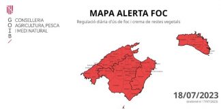 El Govern recuerda que durante los próximos días se alcanzarán condiciones meteorológicas muy complicadas que elevan a extremo el riesgo de incendio forestal en Baleares Mapa alerta riesgo de incendios forestales