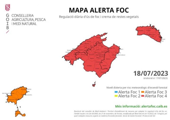 Mapa alerta riesgo de incendios forestales