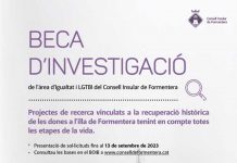 El próximo día 13 de septiembre finaliza el plazo para optar a la beca de investigación para proyectos de recuperación histórica de las mujeres en Formentera Beca de Investigación 2023