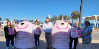 Formentera se une a la campaña “Recicla Vidrio Por Ellas” para apoyar la investigación contra el cáncer de mama y el reciclaje de envases de vidrio Los contenedores rosas se han instalado en el puerto de La Savina
