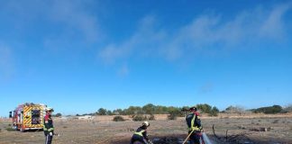 Los bomberos actúan en una quema descontrolada en La Mola y en el rescate de un gato en la balsa de regadío Sofocada quema en la Mola