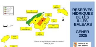 Las reservas hídricas de Baleares se sitúan en el 51% en enero Mapa Reservas Hídricas enero 2025