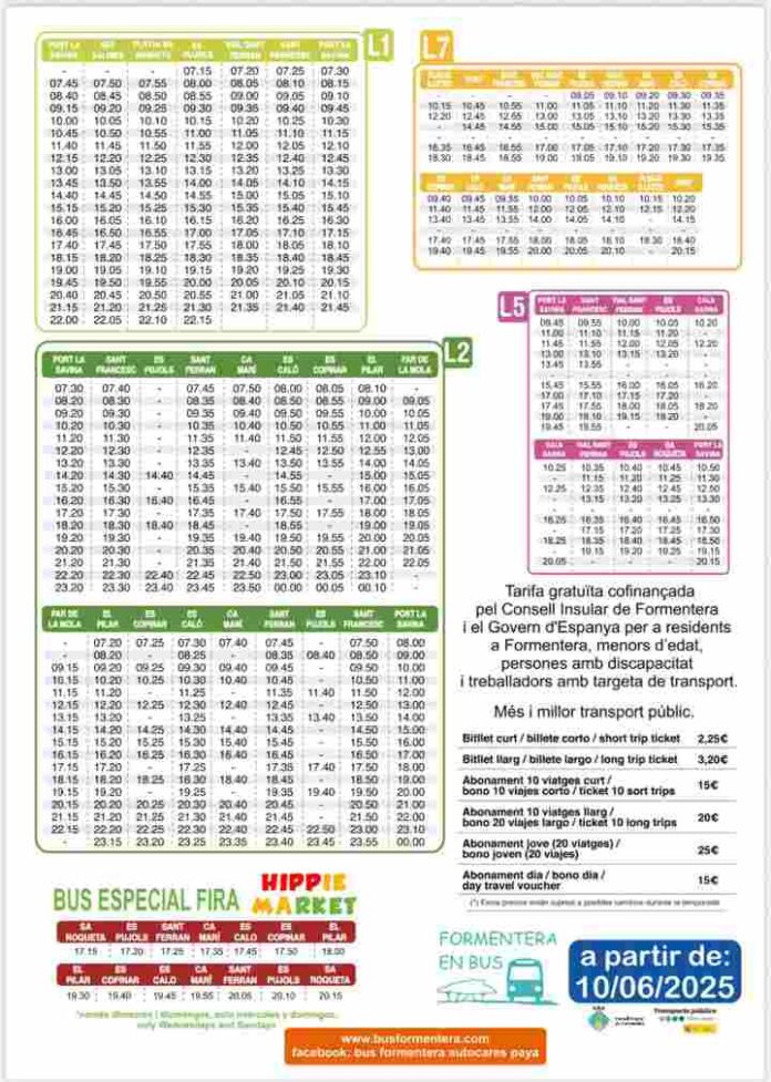 Horario autobuses a partir del 10 de junio 2025