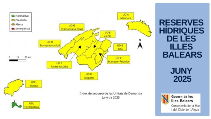 Mapa reservas hídricas mes de junio 2025