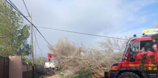 Los bomberos actúan en distintas incidencias ocasionadas por la tormenta Harry