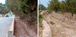 Formentera intensifica los trabajos preventivos de limpieza de canales, acequias y alcantarillas ante posibles lluvias intensas Limpieza canal de ses Bardetes