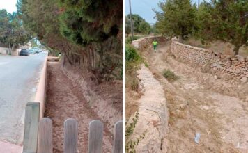 Formentera intensifica los trabajos preventivos de limpieza de canales, acequias y alcantarillas ante posibles lluvias intensas Limpieza canal de ses Bardetes